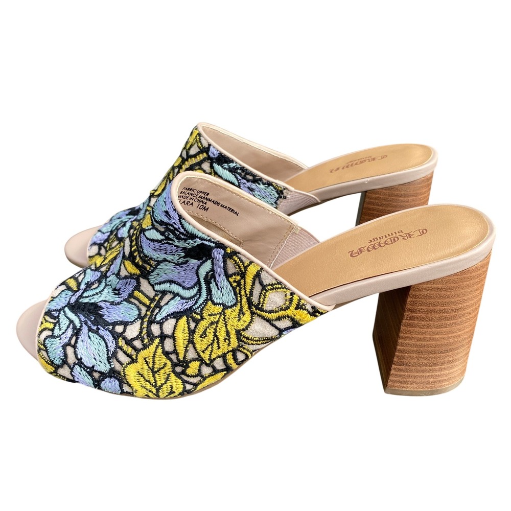 Crown Vintage Womens Clara Mule Sandals Size 10 M Floral Embroidered Boho Artsy - Picture 7 of 15